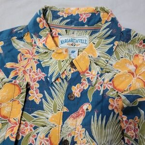 Margaritaville Hawaiian Shirt Mens Jimmy Buffett Parrot AOP Print Button Large